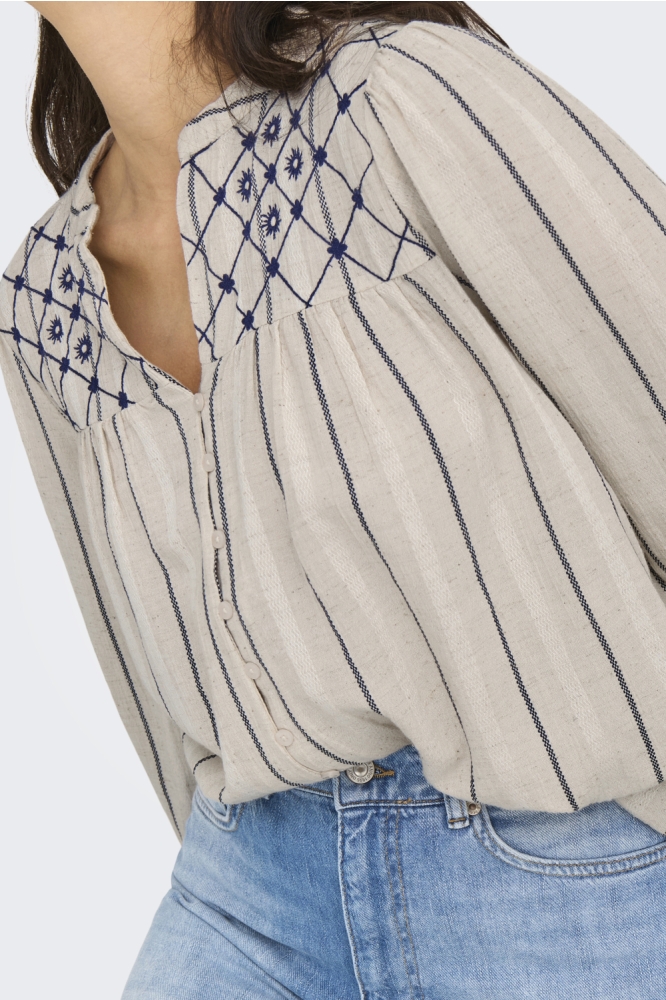 ONLELINE LS SHIRT WVN 15343890 CEMENT/BLUE DEPTH